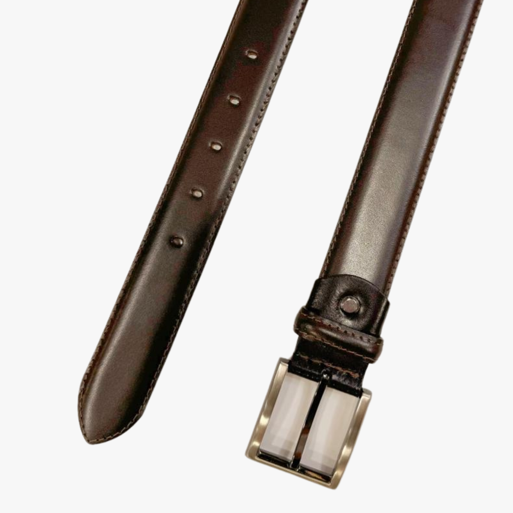 Synthetic Leather Belt - DARK BROWN -